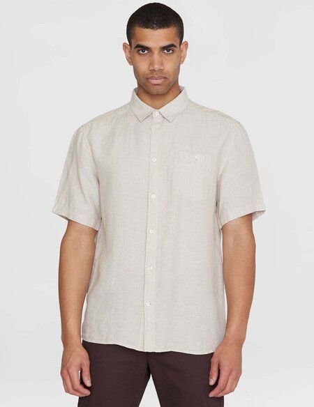 KnowledgeCotton Apparel Hemd - Regular Linen Short Sleeve Shirt - aus 100% Leinen