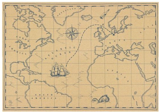 Bow & Hummingbird Geschenkpapier/Poster Schatzkarte