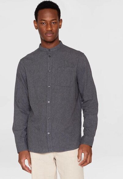 KnowledgeCotton Apparel weiches Flannelhemd - Melangé Flannel Stand Collar Shirt - aus biologisch angebauter Baumwolle
