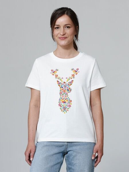 watapparel T-Shirt Frauen Floral Deer