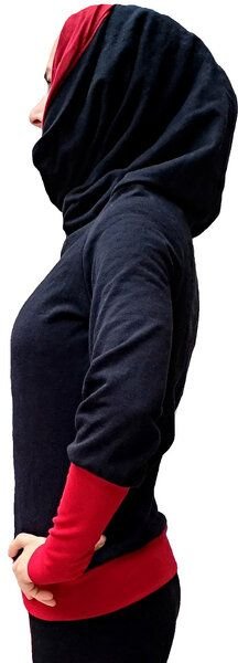 liebewicht Kapuzenpullover KapOn schwarz/rot 2 Längen nach Wahl