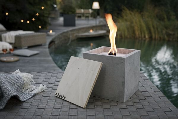 Betonfeuer® Beske-Manufaktur ´Fuego´ 17x17x17 Dauerdocht Kerzenwachsrecycling