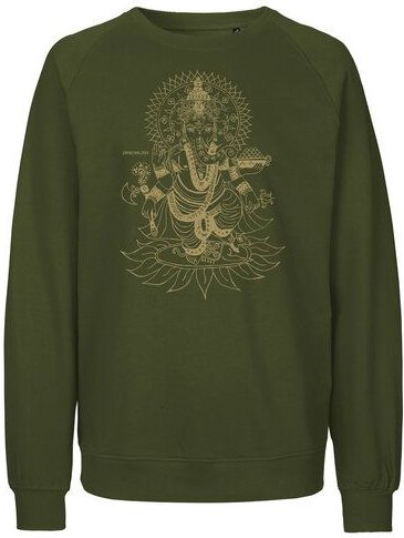 Peaces.bio - handbedruckte Biomode Bio Damen-Sweatshirt Loose Fit Ganesha