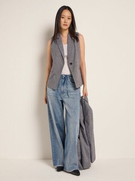 LANIUS Lange Weste (GOTS) aus Bio-Baumwolle und Leinen