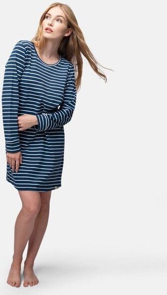 greenjama Damen Sleepshirt Ringel, GOTS-zertifiziert