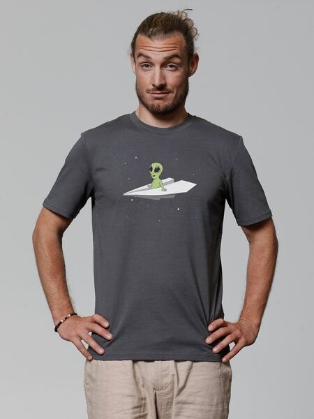 watapparel T-Shirt Unisex Alien on a paper plane