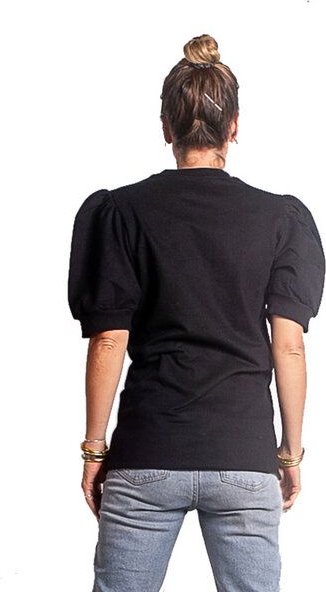 The Driftwood Tales Schwarzes Sweatshirt aus Bio-Sweatshirt mit kurzen Puffärmeln