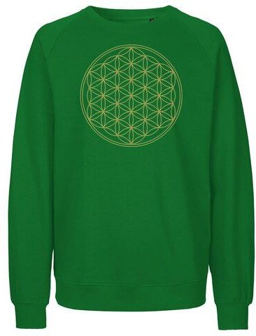 Peaces.bio - handbedruckte Biomode Bio Damen Sweatshirt Loose Fit Die Blume des Lebens