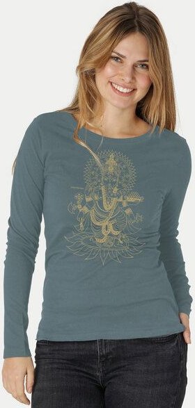 Peaces.bio - handbedruckte Biomode Bio-Damen-Langarmshirt Ganesha