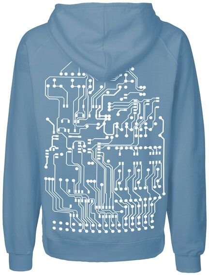 HANDGEDRUCKT "Vernetzt" Männer Zip Hoody aus reiner Biobaumwolle (kbA)