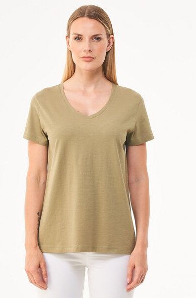 ORGANICATION Damen Basic T-Shirt aus Bio-Baumwolle mit V-Ausschnitt