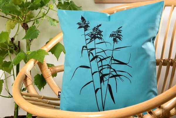 Hirschkind Bio-Kissenbezug 'Schilf' türkis 40x40cm