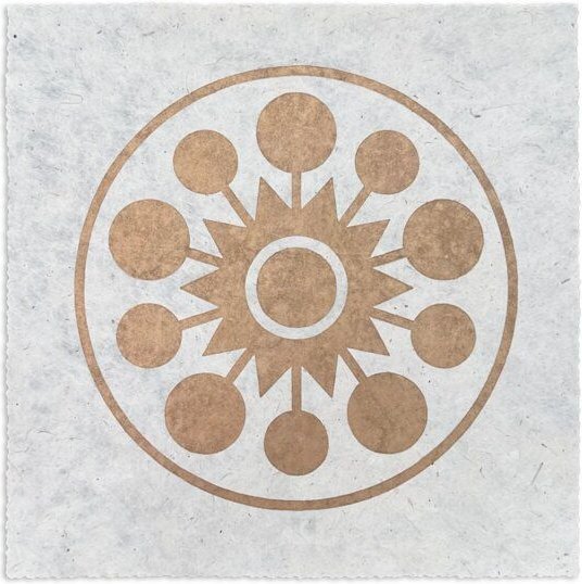 Veskor Cassiopeia FALKNER'S CIRCLE Kornkreis Linoldruck | 22 × 22 cm | Gold