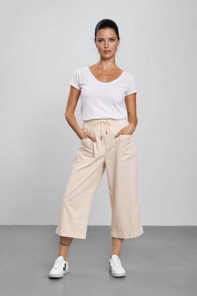 Feuervogl fv-Mar:tha Jogpants | Wide Leg | Cropped | Rubber Waistband | Cotton-Linen-Mix