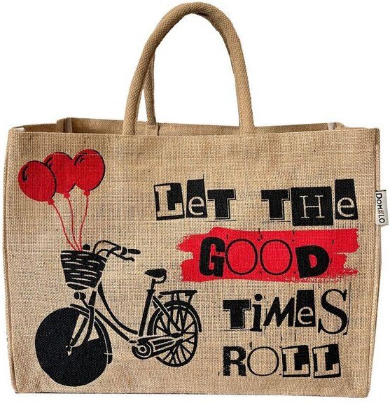 Domelo große Jute Einkaufskorb, Vegane Einkaufstasche nachhaltige Handtasche/ Shopper