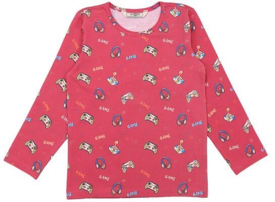 Cotokids Kinder Langarmshirt – Korallrot mit kleinem Muster, weich & bequem | von Walkiddy