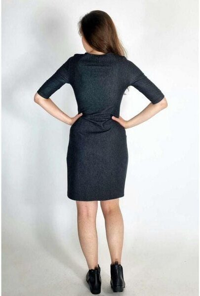 LUMEN organic Kleid drapiert DENIM STRETCH