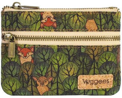 Veggees Wildlife XS | kleines Kork Portemonnaie / Geldbörse vegan für Damen