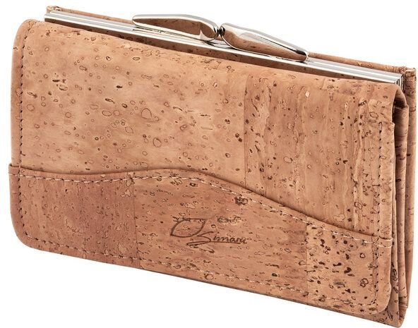 Simaru Kork Damen Geldbörse für Damen mit Klippmünzfach und Reißverschluss