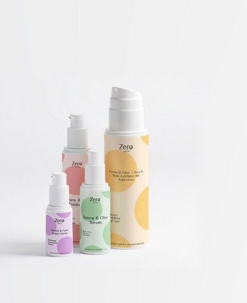 Zero Skin Renew & Glow Set - 4-Step Anti-Aging Routine für Glow & Ebenmäßigkeit: Augenserum (15 ml), Face & Body Exfolia...
