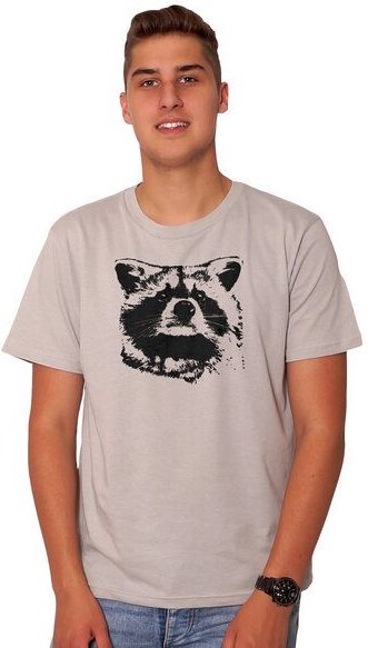 HANDGEDRUCKT "Waschbär" Männer T-Shirt reine Biobaumwolle (kbA)