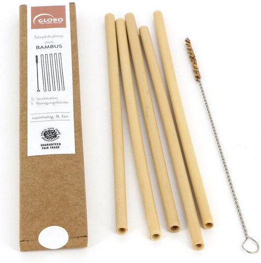 GLOBO Fair Trade Strohhalm-Set BAMBUS