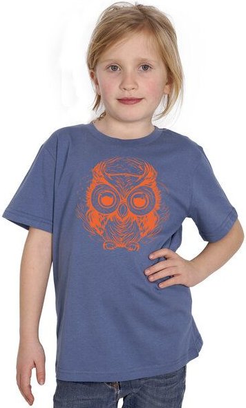 HANDGEDRUCKT "Eule" Kinder-T-Shirt reine Biobaumwolle (kbA)