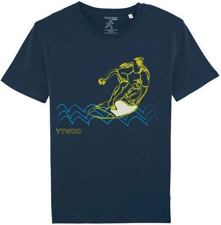 YTWOO Herren T-Shirt mit Wellenreiter, Surfer Bio Shirt