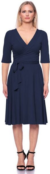 Ingoria AVA wendbares Wickelkleid 3/4 Arm mit schwingendem Rock (Uni)