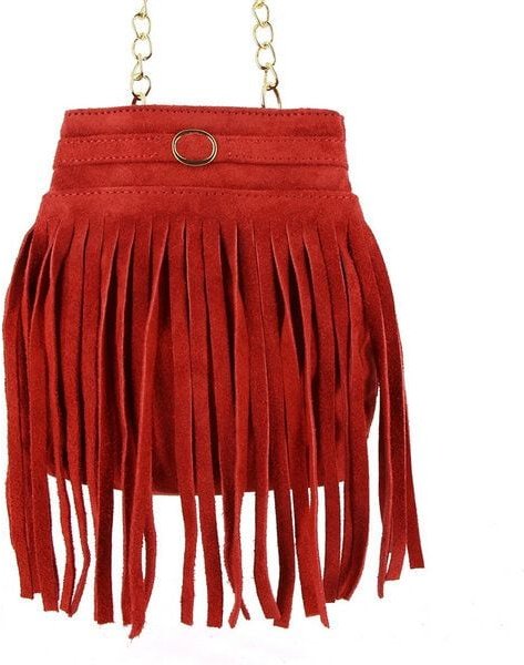 GLOBO Fair Trade Mini-Beuteltasche mit Fransen, Ökoleder