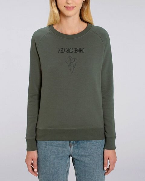 Human Family Bio Damen Rundhals Sweatshirt "Feel - Change your view" - in 7 Farben