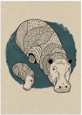 matabooks® A6 Postkarte mit Tiermotiv aus nachhaltigem Graspapier – Wildlife