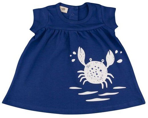Baby Kleid GOTS zertifiziert Bio-Baumwolle Blau Kurzarm mit Motivprint bequem – Walkiddy