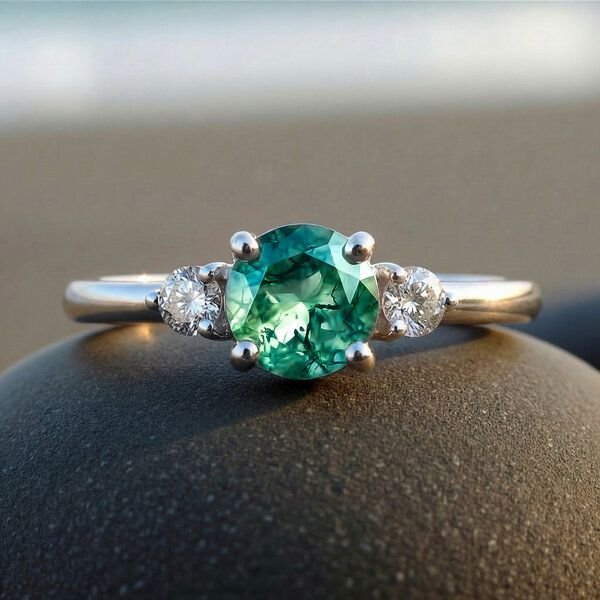 Spirit of Island Silber Ring | Moosachat & Diamanten Paar