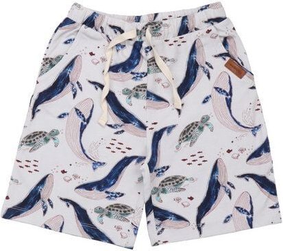 Kinder-Shorts Weiß „Whales & Sea Turtles“ aus Bio-Baumwolle – GOTS-zertifiziert – Walkiddy