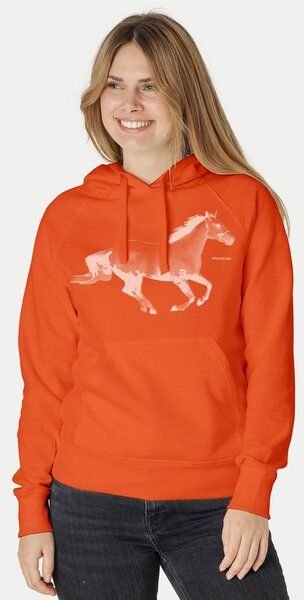 Peaces.bio - handbedruckte Biomode Bio-Damen-Kapuzensweater Horsepower