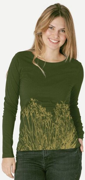 Peaces.bio - handbedruckte Biomode Langarmshirt Damen Mystic Iris