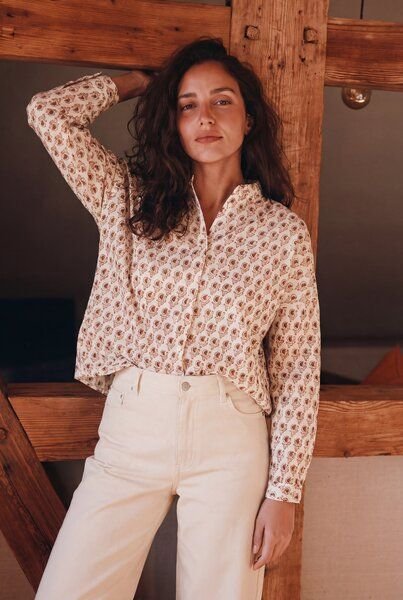 Jyoti - Fair Works Bio-Baumwoll Bluse Hawali Blockprint