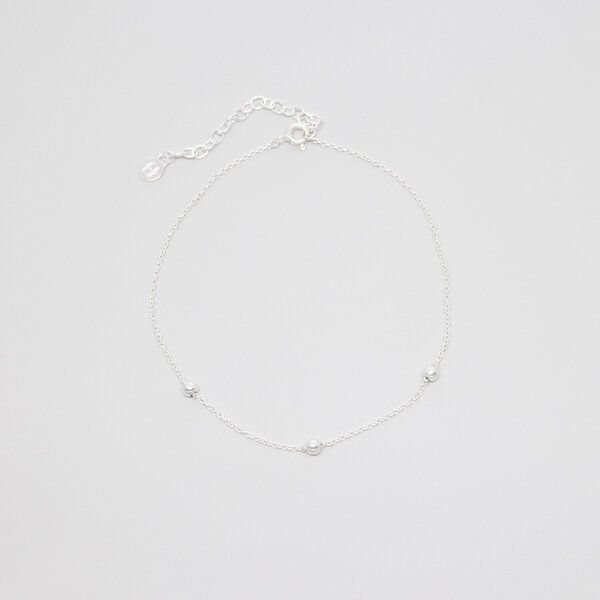 fejn jewelry Fußkette "triple ball" mit drei Silberperlen - Silber/vergoldet