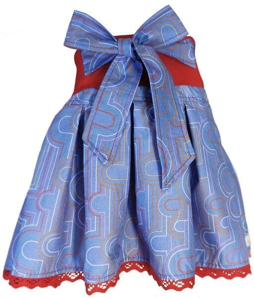 liebewicht Faltenrock Drehrock blau gemustert für Mädchen aus Biobaumwolle