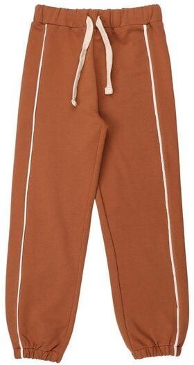 Kinder Jogginghose GOTS-zertifiziert aus Bio-Baumwolle herbstbraun mit Kontraststreifen – Walkiddy