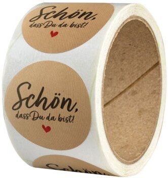 Fines Papeterie 50 Aufkleber * verschiedene Motive * 4cm rund * auf Rolle * Naturpapier