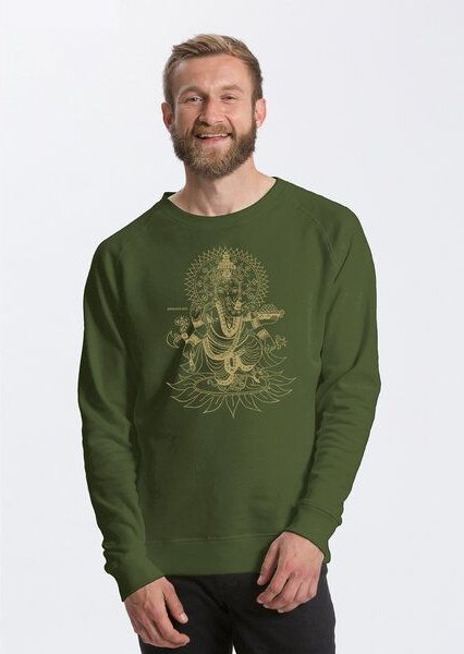 Peaces.bio - handbedruckte Biomode Bio Herren-Sweatshirt Ganesha