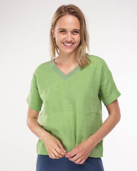Alma & Lovis Legeres V-Neck Blusenshirt aus reinem Leinen | Linen V-Neck