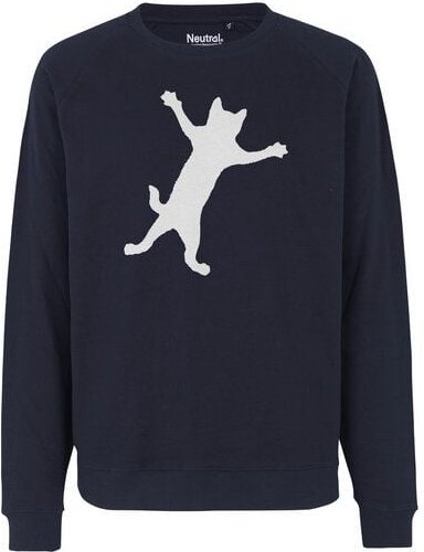 HANDGEDRUCKT "Klammerkatze" Unisex Sweatshirt aus reiner Biobaumwolle (kbA)