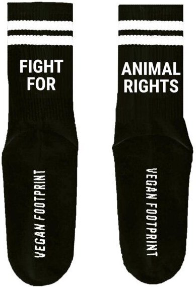 Team Vegan FIGHT FOR ANIMAL RIGHTS - Hohe Sportsocken Mit Streifen Aus Bio-Baumwolle - 3 Paar