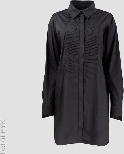 bellaLEYK Oversized Hemdbluse mit Multitudes Stickerei