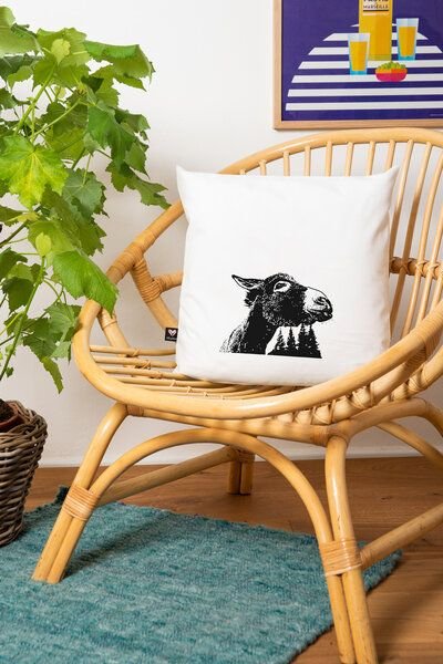 Hirschkind Bio-Kissenbezug 'Esel' weiß 40*40cm
