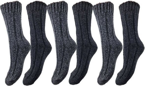 Bruno Barella Norweger Strick-Socken mit extra dicker Schafwolle im 6er Pack