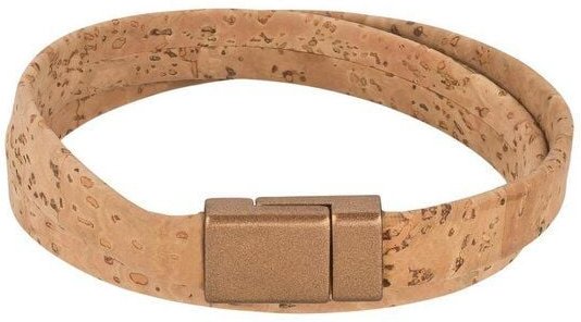 Kork-Deko Breites Korkarmband für Damen mit bronzefarbenem Magnetverschluss